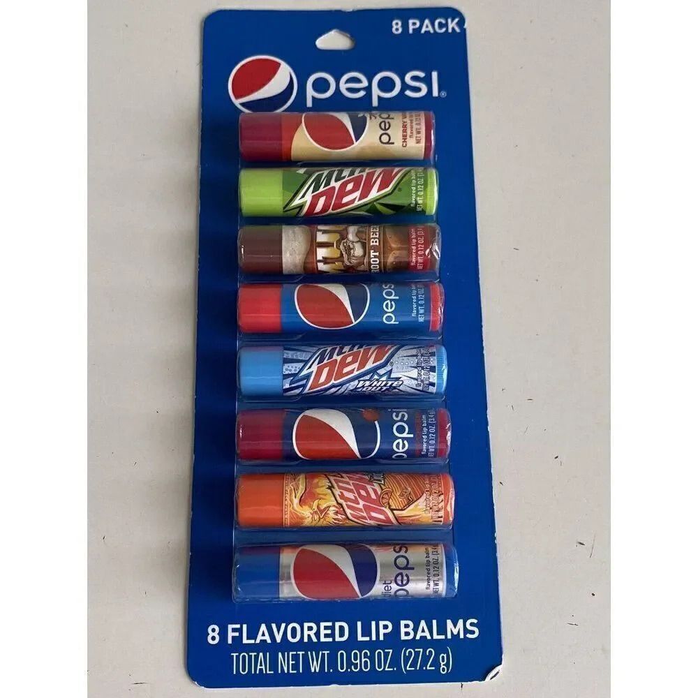 8 Pack  Pepsi Mountain Dew Mug Root Beer Flavored Lip Balms NEW